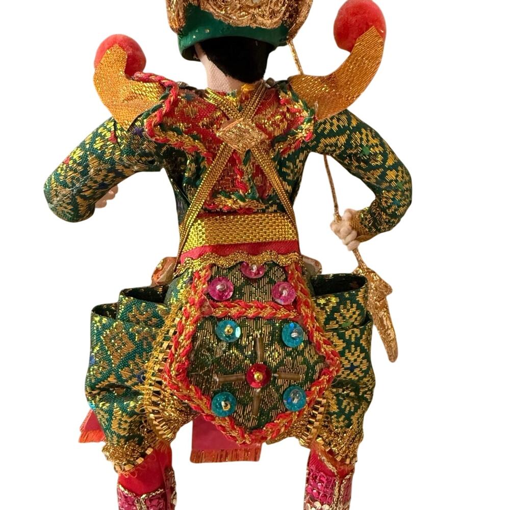 Vintage Thai Khon Dancing God Doll – Green Costume (11.5”) - Picture 13 of 14